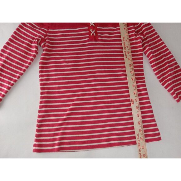 Lauren Ralph Lauren womens Top Pink Striped 3/4 Sleeve Lace Up Blouse Size S/P - Picture 5 of 7